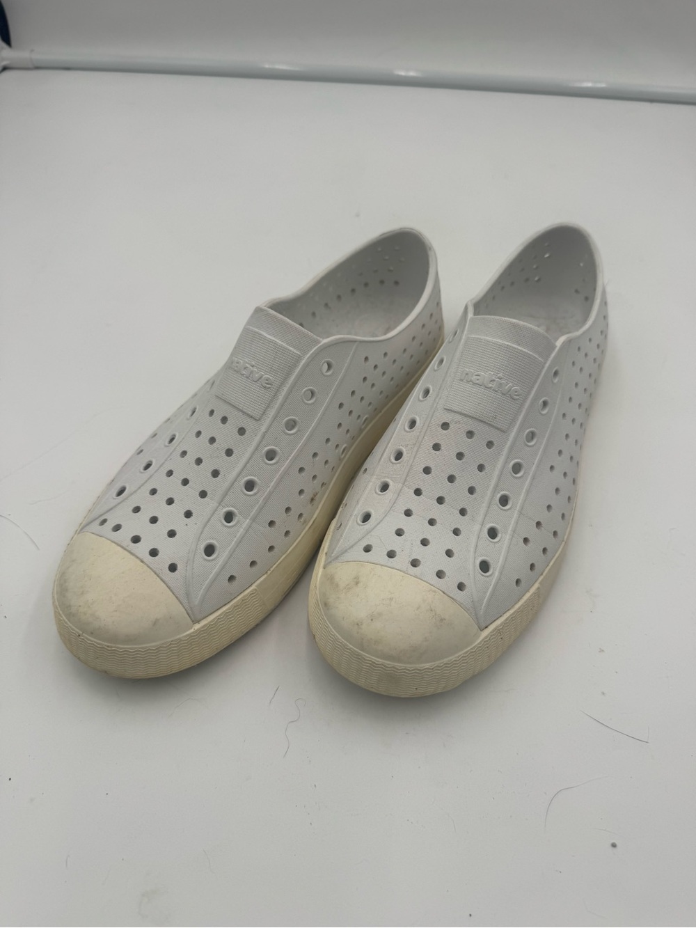 Native Men's White Perforated Slip-On Loafers